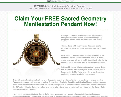Sacred Geometry Manifestation Pendant Sacred Geometry Manifestation Pendant
