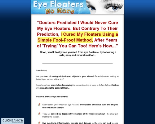 Eye Floaters No More ~ NEW Niche with High Conversions
